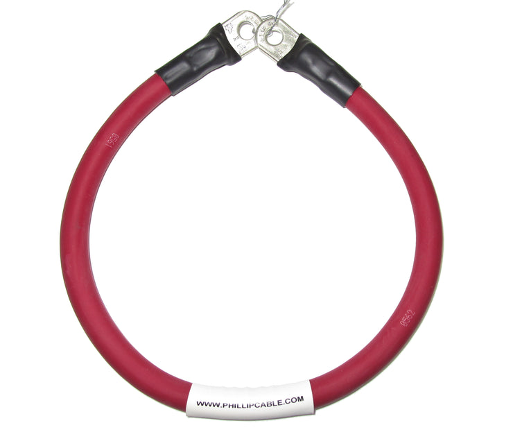 2/0 AWG Single Red Battery Cable with Terminal Lugs.
